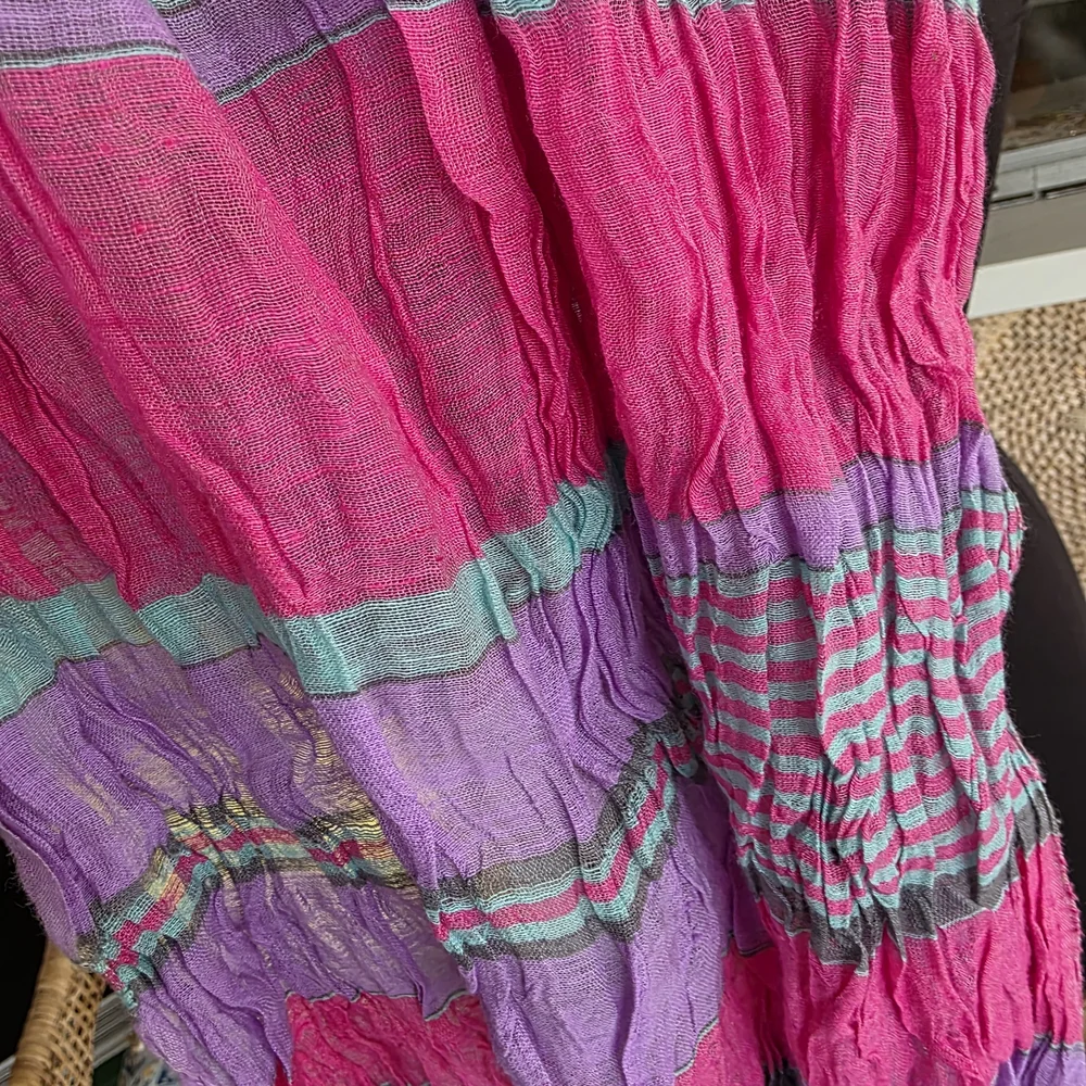 Vintage Y2K Feminine Long Scarf Powder Brand Pink and Purple Striped Silk Cotton